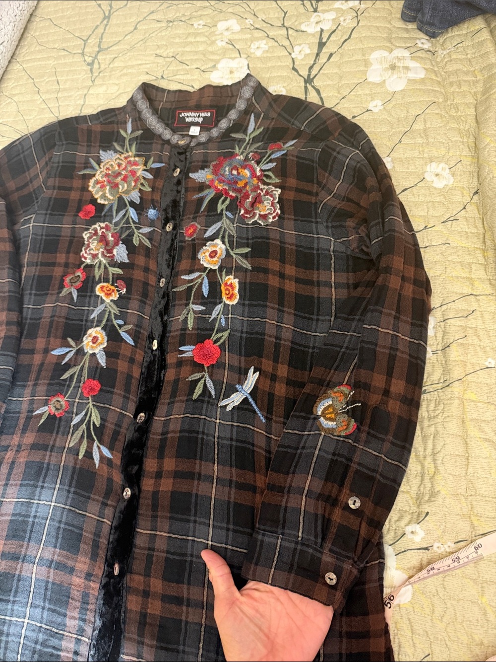 Johnny Was Krysha Velvet Placket Shirt - Picture 4 of 11